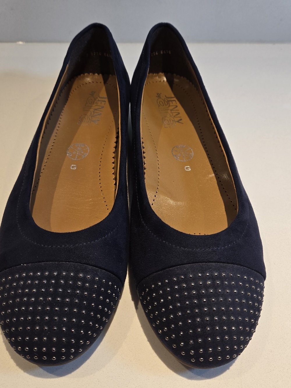 Navy Studded Toe Ballet Flats